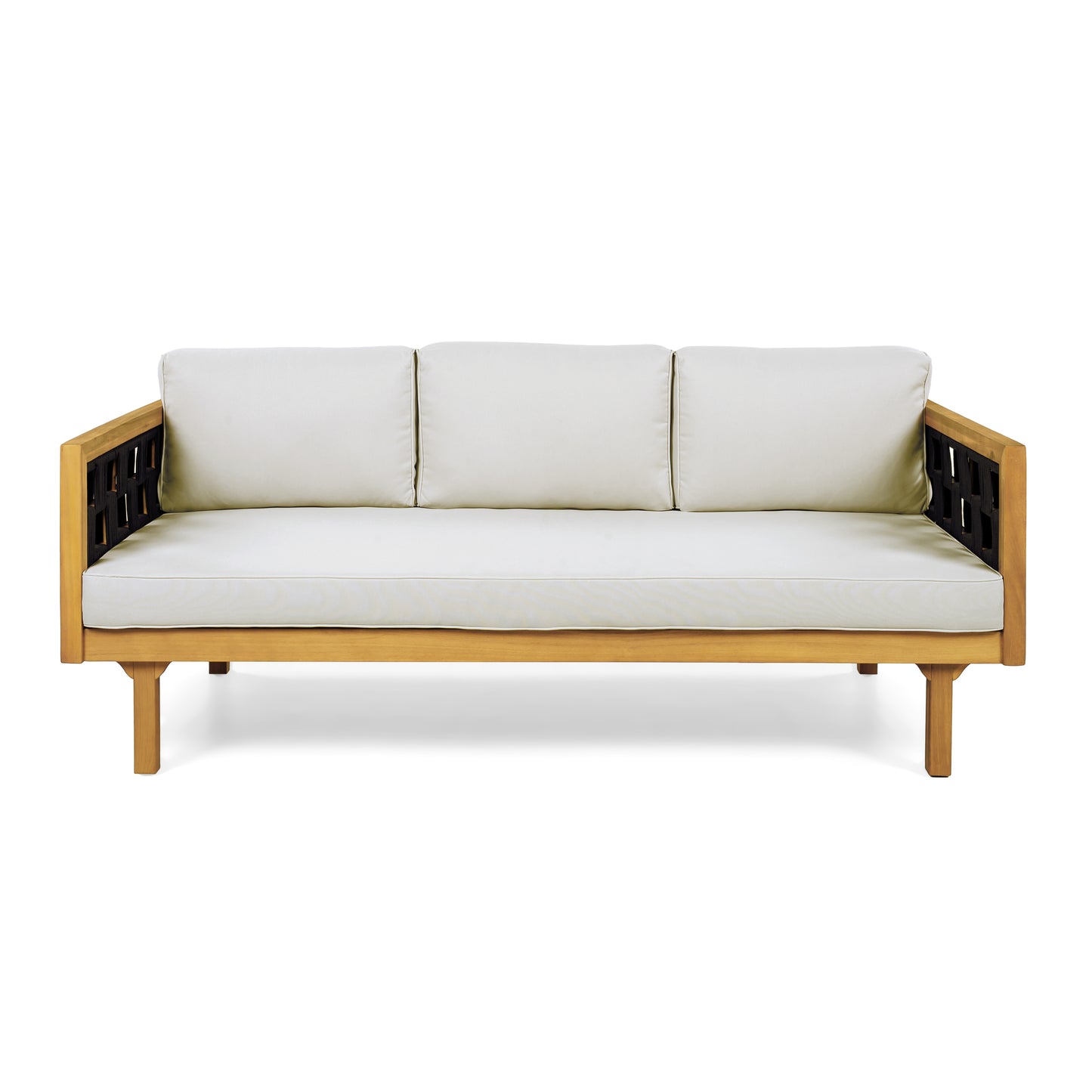 Three-Seater Outdoor Daybed - Acacia Wood Teak Finish Frame With