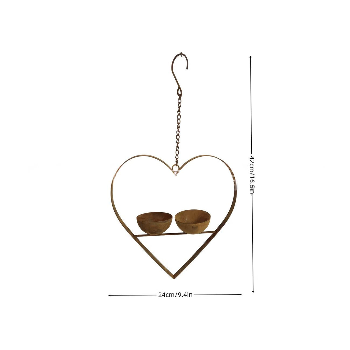 Rusty Heart Iron Bird Feeder for Garden and Outdoor Decor
