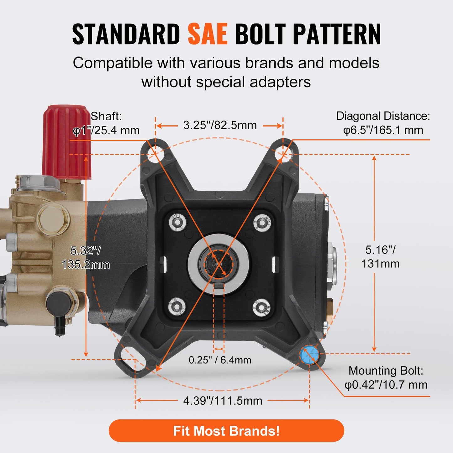 High-Pressure Washer Pump 4000 PSI 4.0 GPM Horizontal Triplex Shaft Black