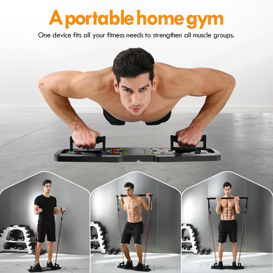 Portable Push Up Board with 20 Fitness Accessories Set