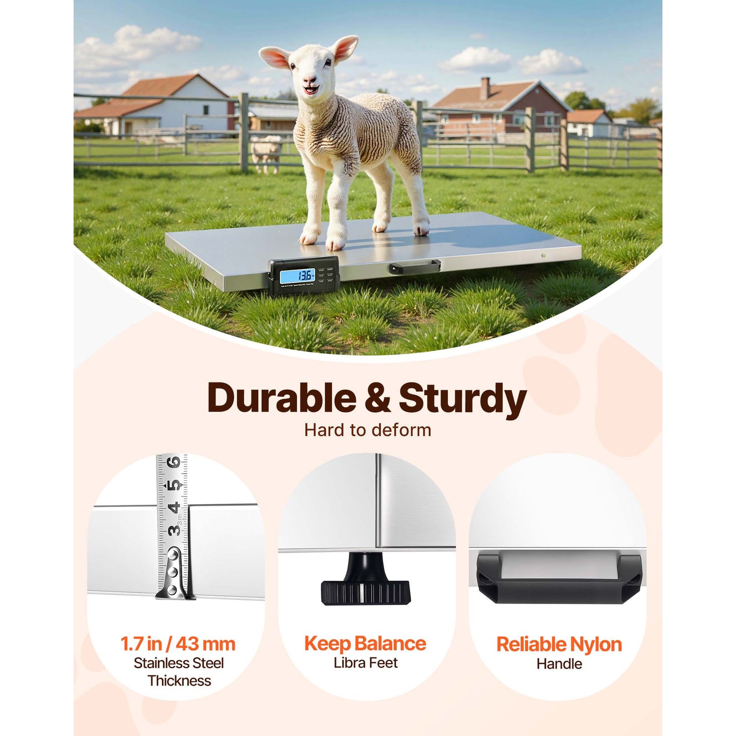 Digital Postal Scale 1100 Lb Capacity with Hold & Tare LCD Display for Packages & Luggage