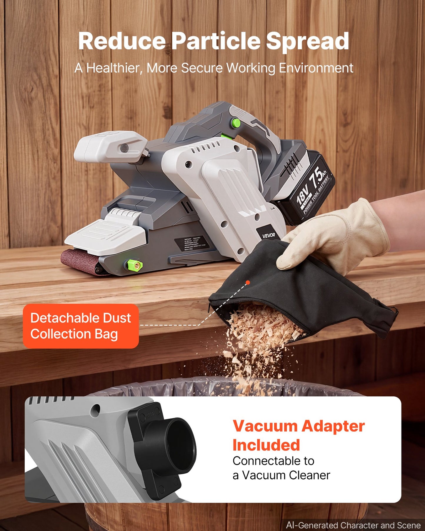 20V Max Cordless Belt Sander for Woodworking, 3x21 Inch, Variable Speeds, Sanding Belts & Dust Bags