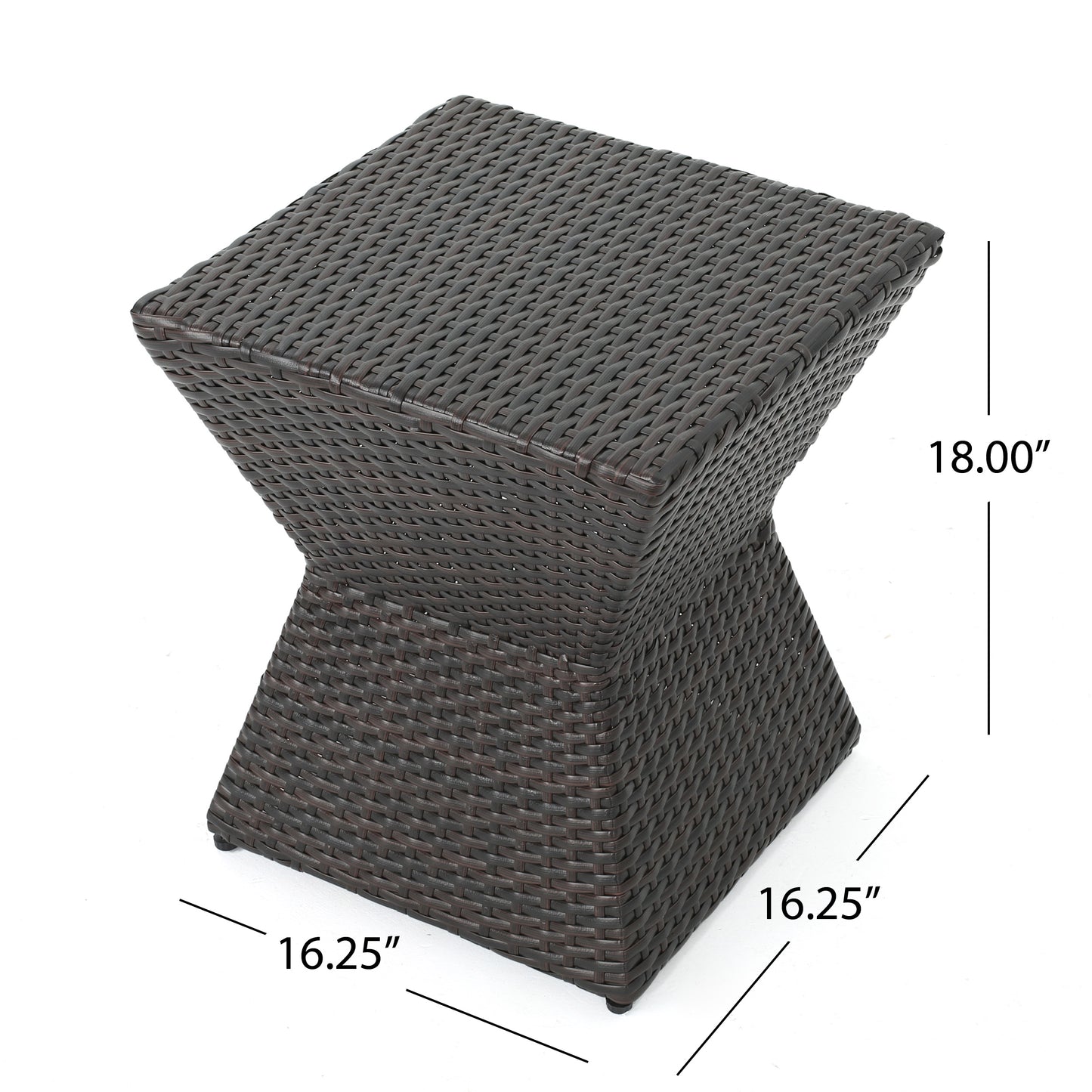 Outdoor Wicker End Table - Brown Multi, 16"