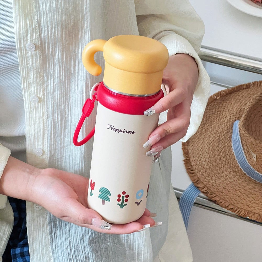 Insulated Stainless Steel Travel Cup with Carrying Strap - 500ml