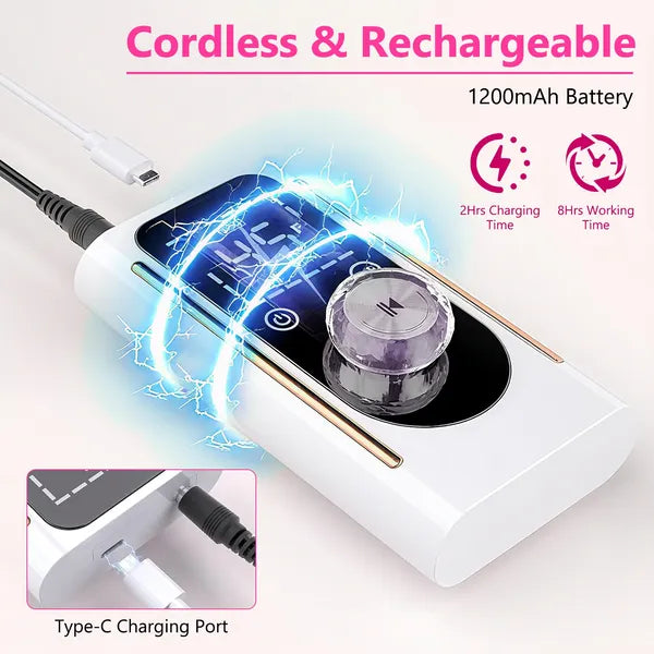 Portable Cordless Nail Drill Machine - 45000 RPM with 11 Bits & Waist Clip