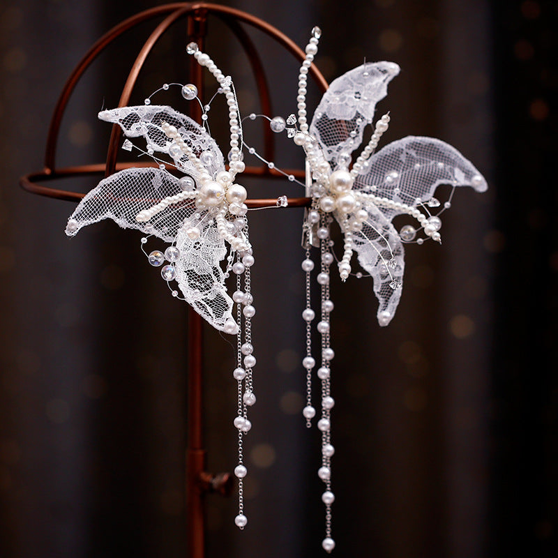 Lace Beaded Hair Clip - Wing Hairpin
