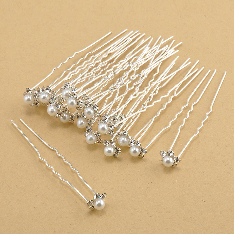 Pearl Flower Hairpin Set - 20 Pieces Bridal Hair Accessories