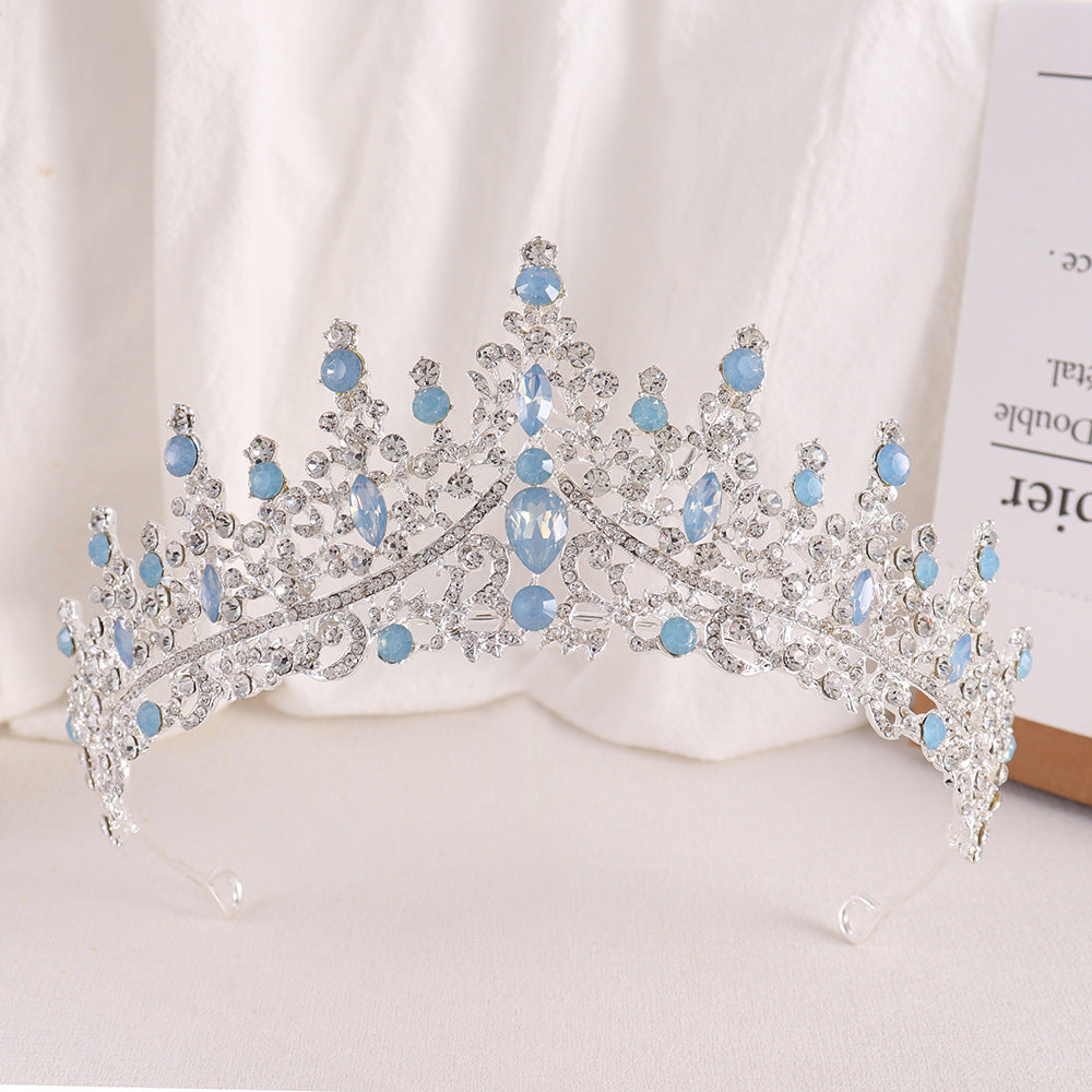 Baroque Bridal Crown with Rhinestones & Opals