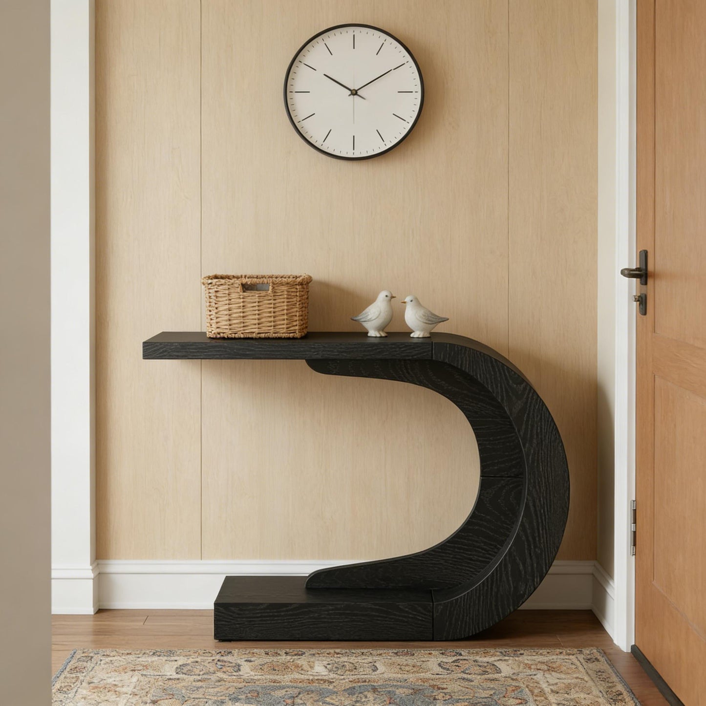 C-Shaped Console Table - Stylish Accent Table in Black