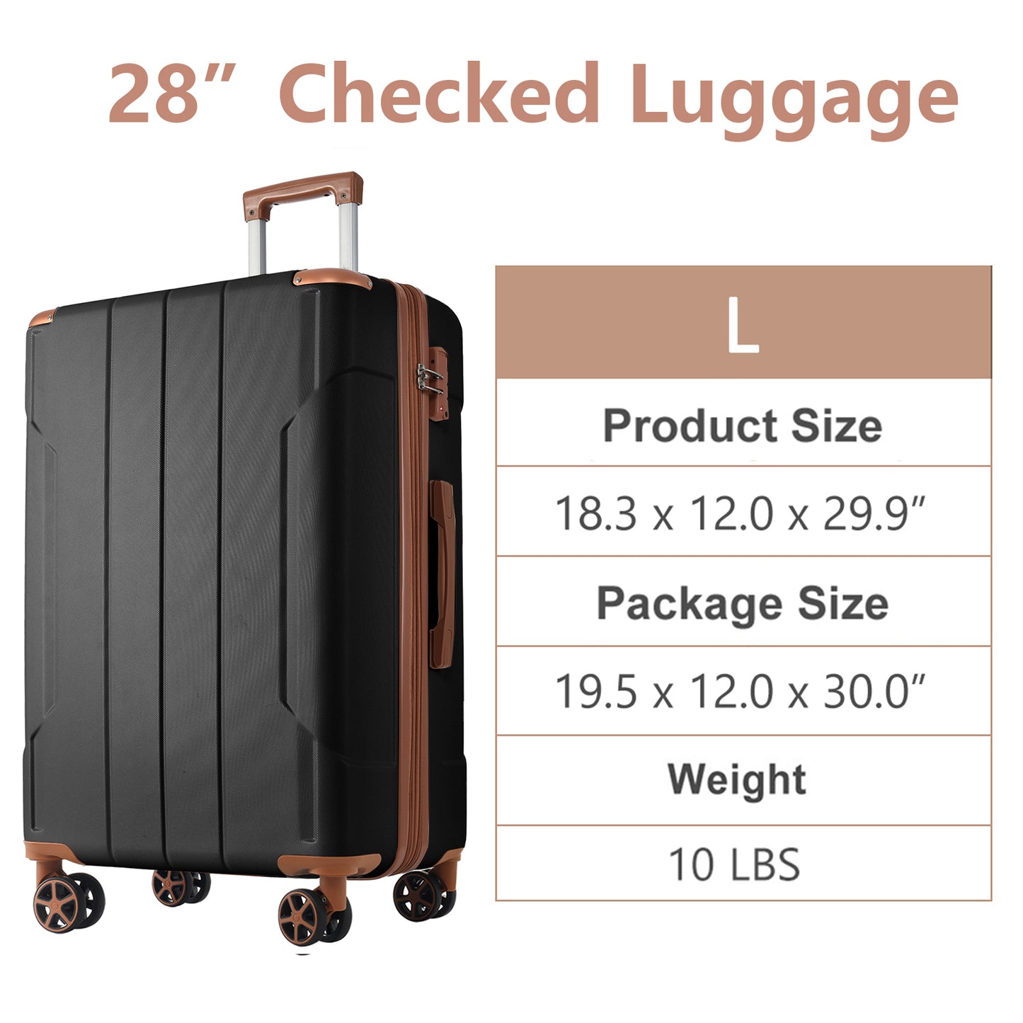 28-Inch Expandable Hardshell Luggage - Lightweight ABS Suitcase