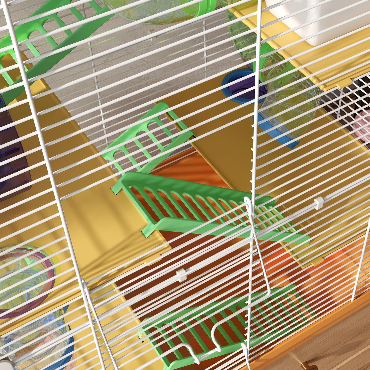 Portable Hamster Cage with Exercise Wheel 5 Tiers Travel Carrier - Orange