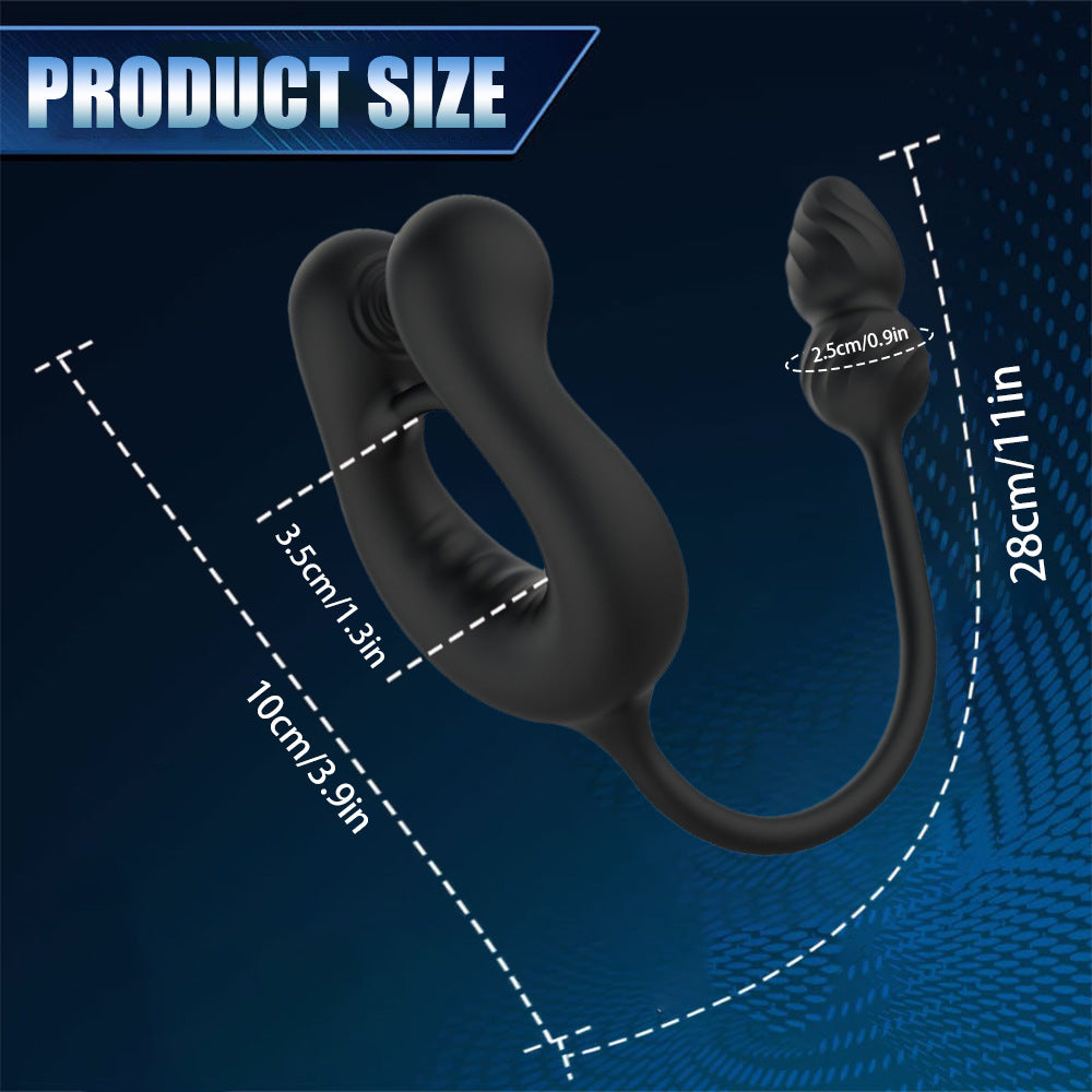 3-in-1 Male Pleasure Device with Vibration Ring & Silicone Design - Black