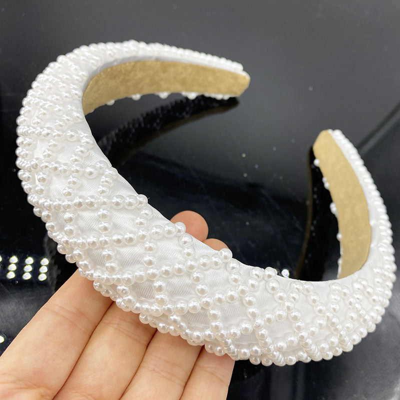 Women's Pearl Headband with Rhinestone - Multiple Colors