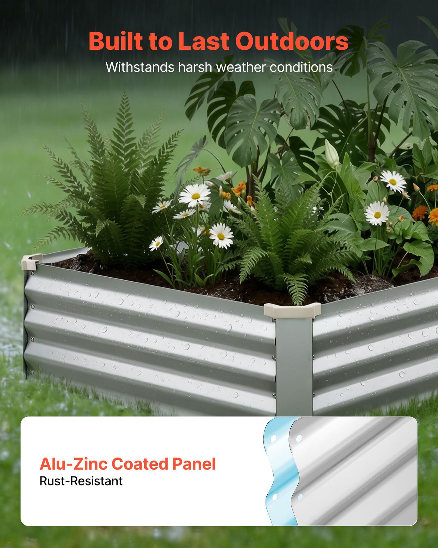 Black Galvanized Raised Garden Bed 6x3x1 ft Outdoor Planter Box Kit with Gloves