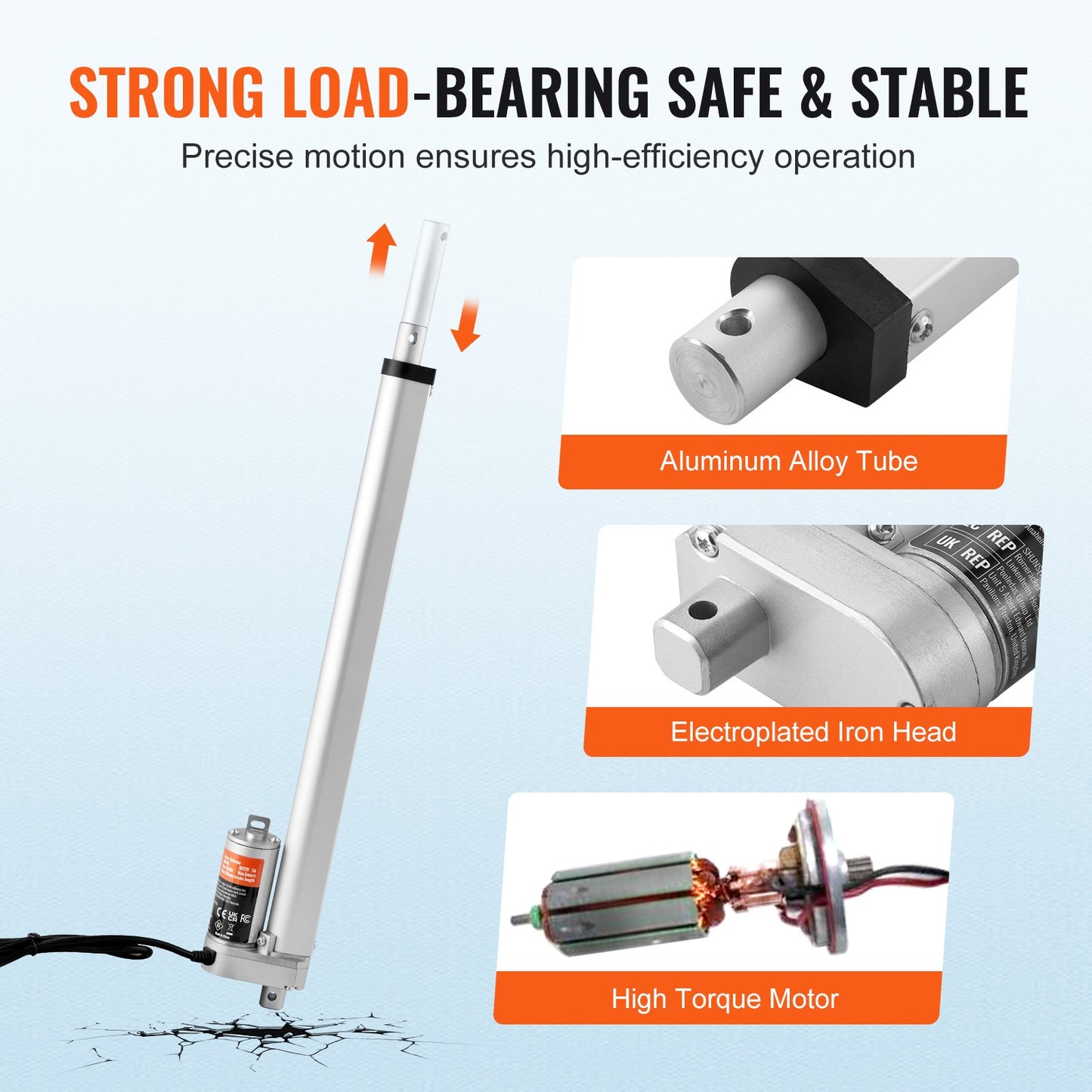 12V 16-Inch Heavy Duty Linear Actuator 330lbs Load with Mounting Bracket