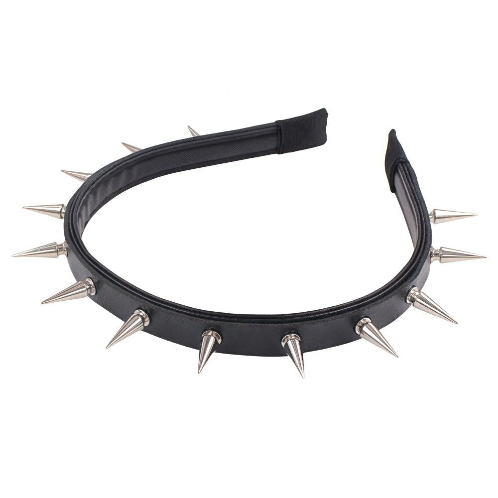 Punk Rivet Pointed Headband with Metal Studs