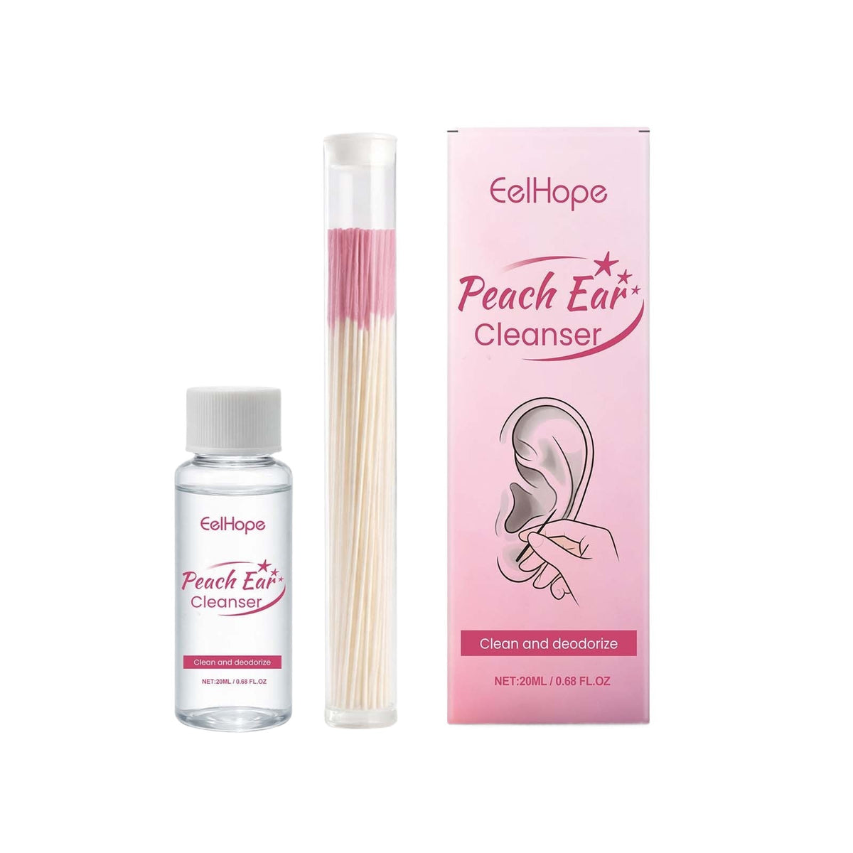 Peach Ear Cleaning Kit with Solution and Thread - Personal Ear Care