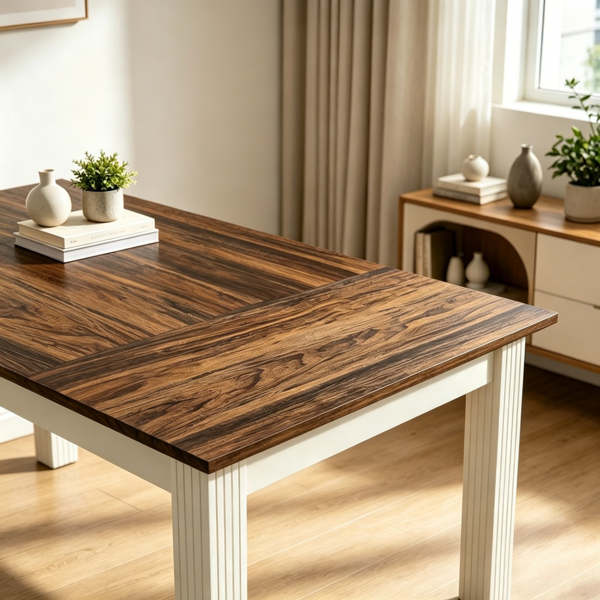 62-Inch Home Office Desk with Sturdy Wood Legs - Elegant Design