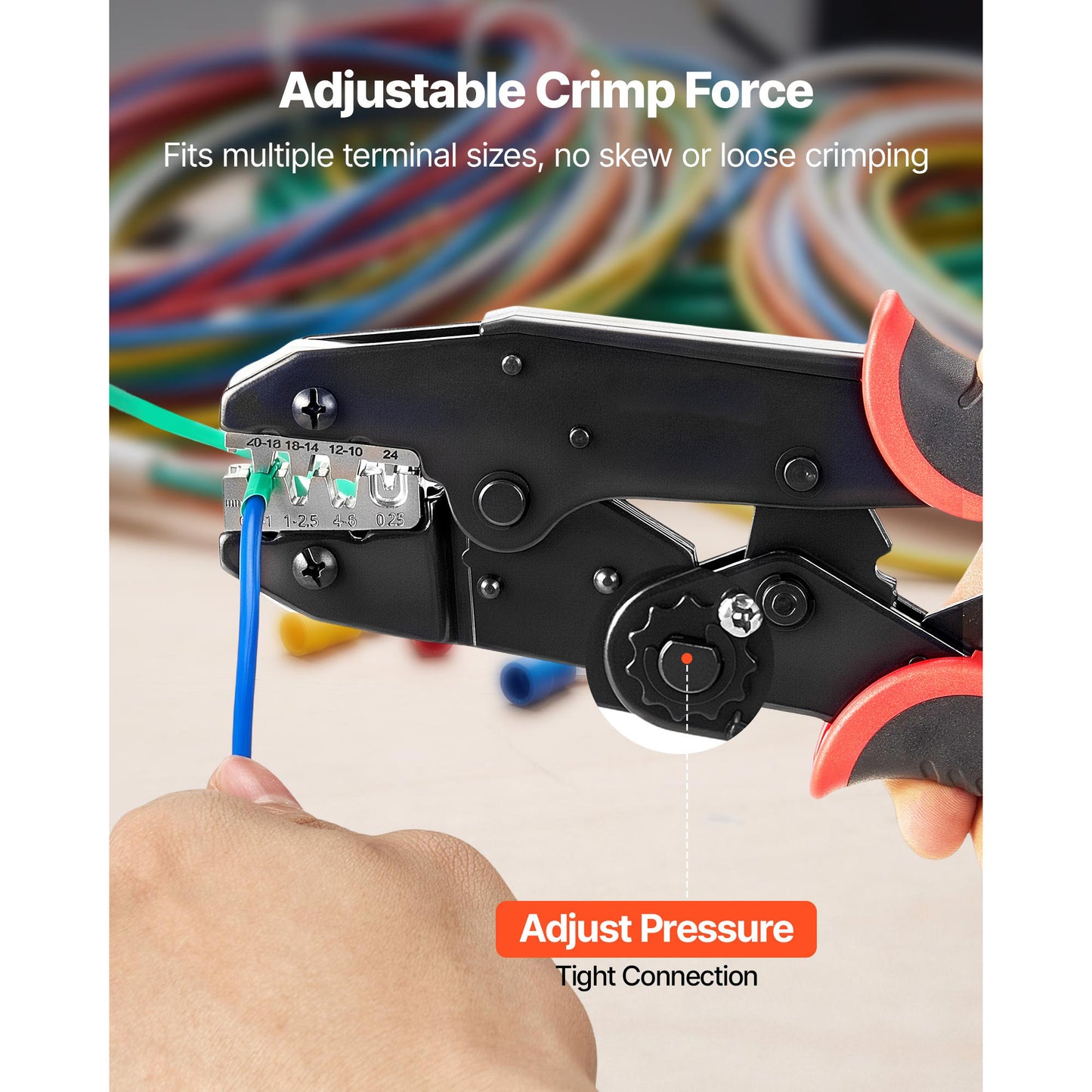 Crimping Tool 24-10 AWG Ratcheting Wire Crimper for Electrical Terminals