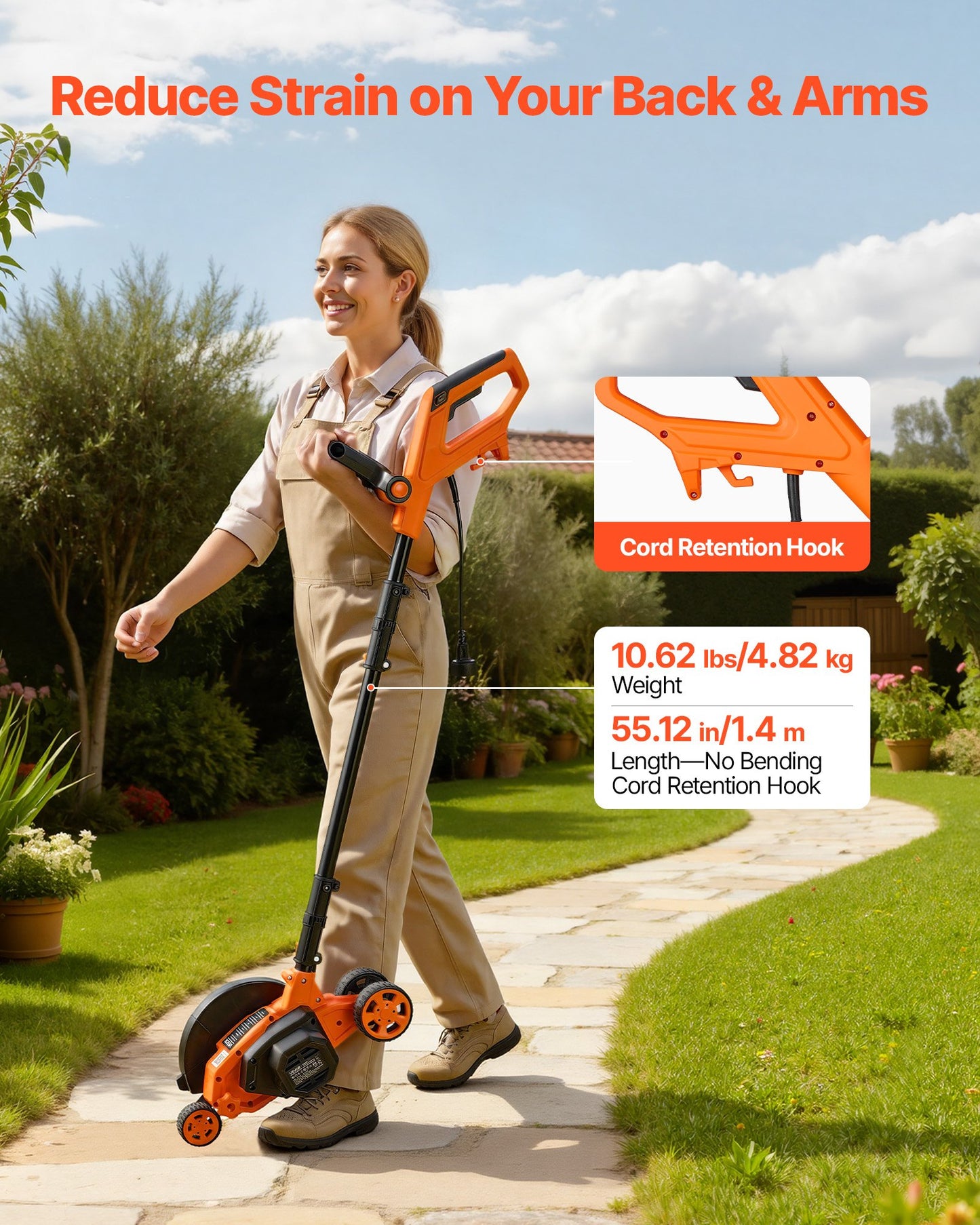 Electric Lawn Edger with 8-Inch Steel Blade, 12 Amp & Adjustable Depth