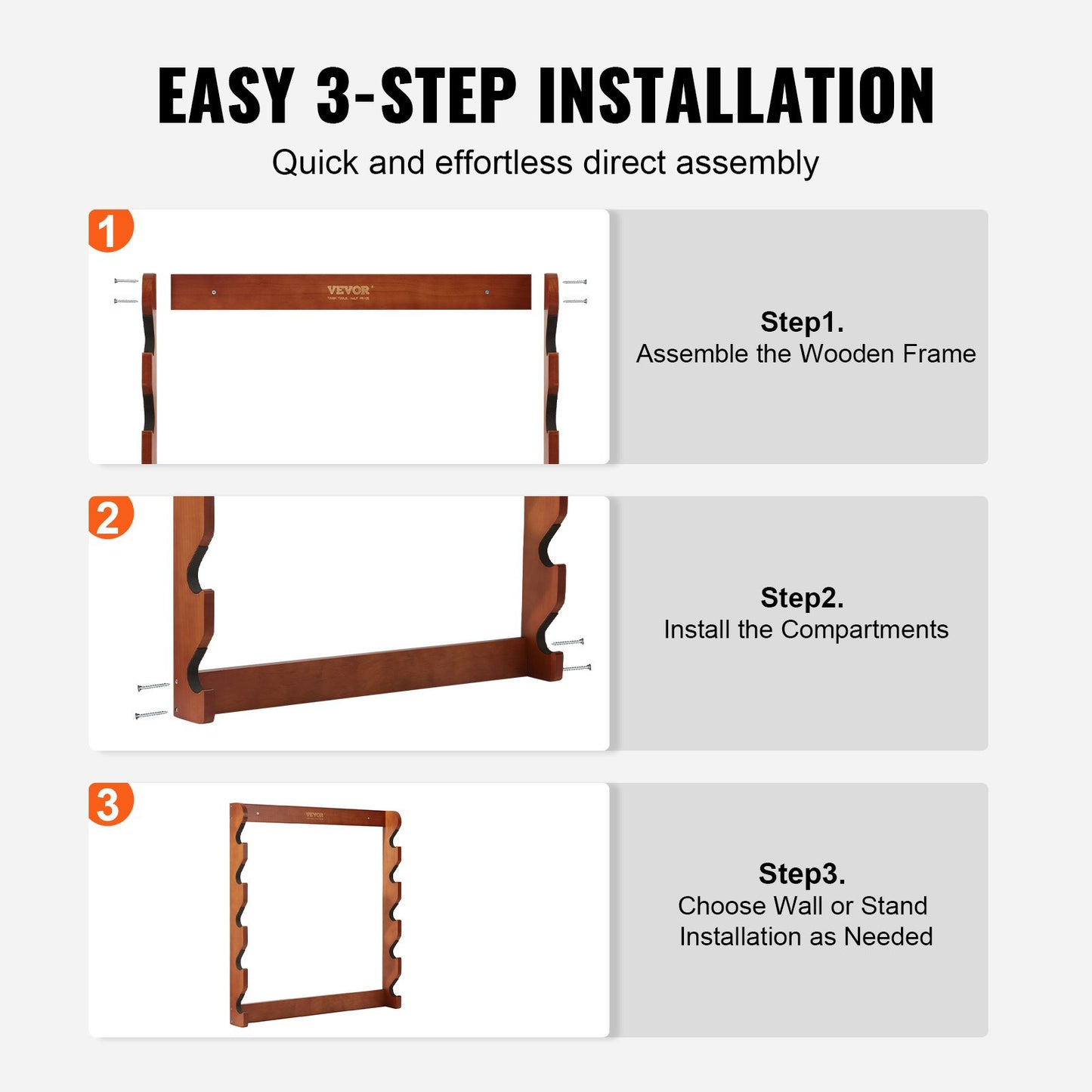 Wood Gun Rack Wall Mount - Holds 5 Rifles & Shotguns, Heavy Duty Wall Storage