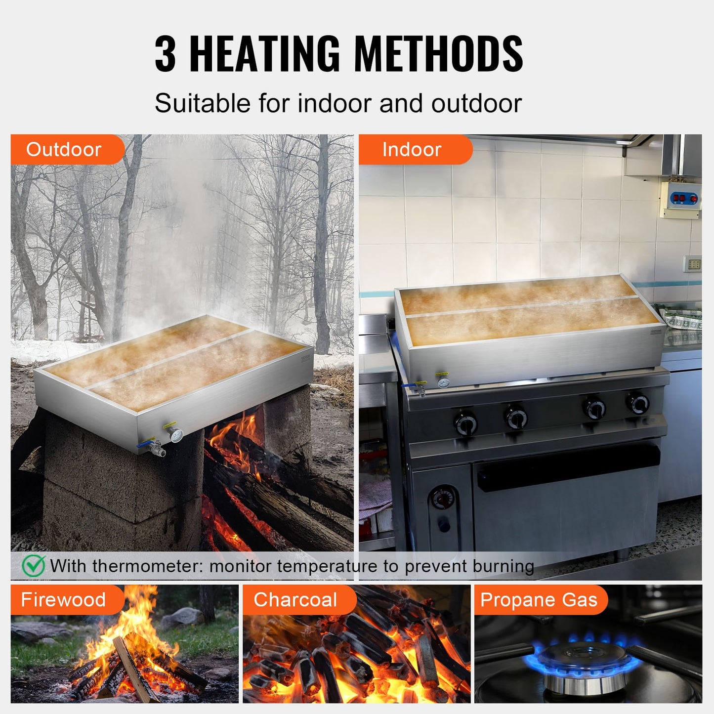 304 Stainless Steel Maple Syrup Evaporator Pan with Thermometer