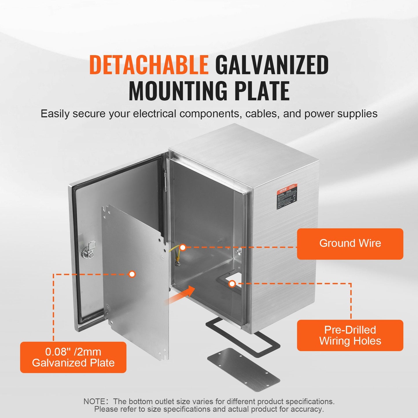 24x20x8 Stainless Steel Waterproof Electrical Enclosure Box - Wall-Mounted IP66