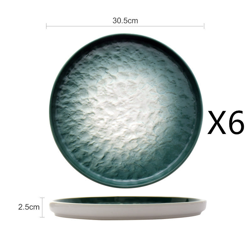 Gradient Emerald Stone Pattern Dinner Plate - 6/8/10 Inch Nordic Style Porcelain