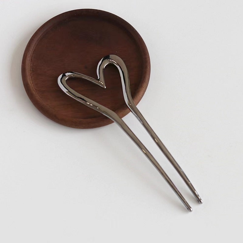 Chinese Style U-Shaped Alloy Hairpin for Updo Hair Styling - Multiple Colors