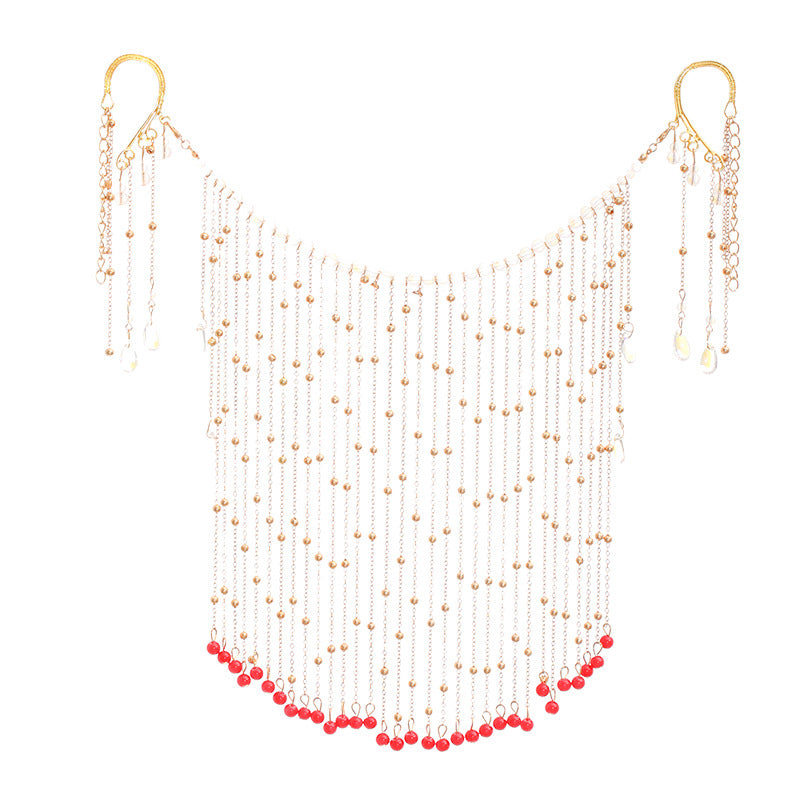 Hanfu Ancient Style Face Veil With Tassel Hanging Ear Loop