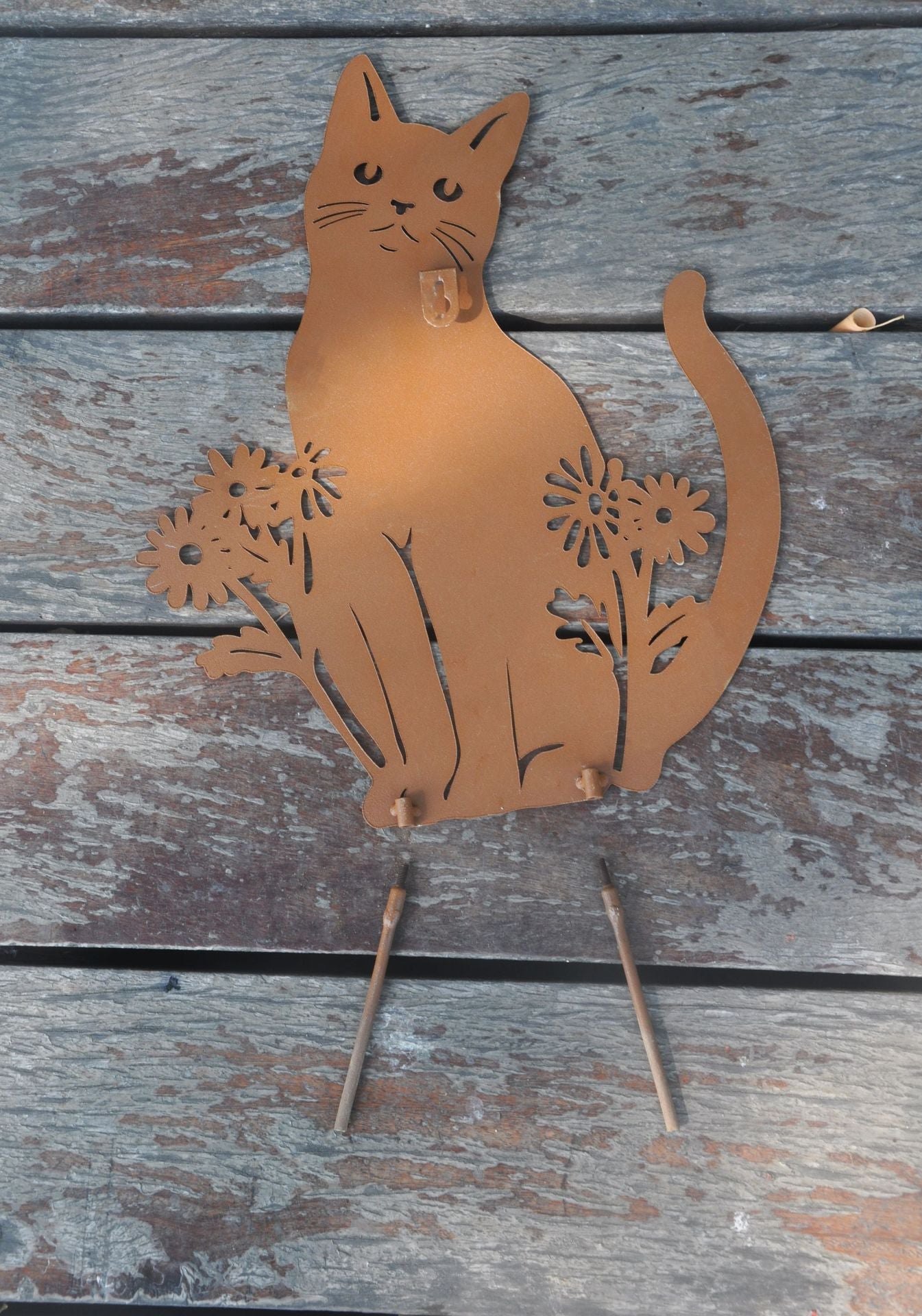 European-Style Pastoral Iron Kitten Flower Holder Garden Wall Decor