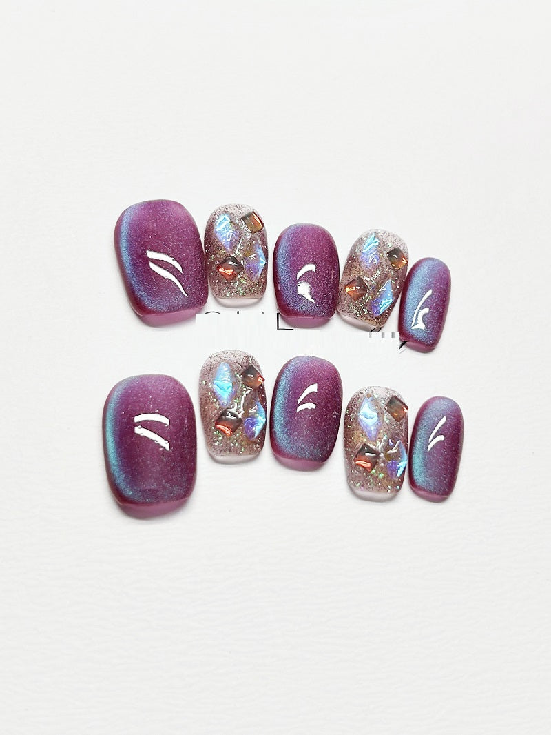 Detachable Short Square Nail Sticker Set for Nail Art - Multiple Sizes