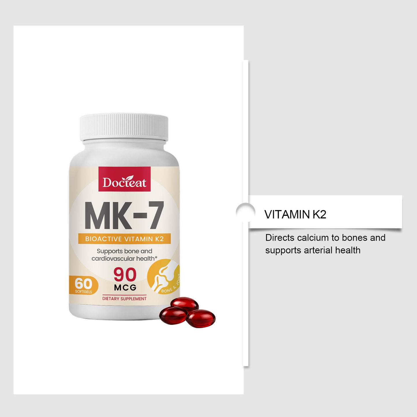 Vitamin K Dietary Supplement Softgel Capsules - 60 Count
