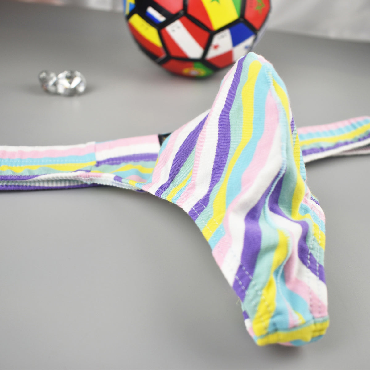 Men's Cotton Striped Low Waist Underwear Bag with Multiple Colors
