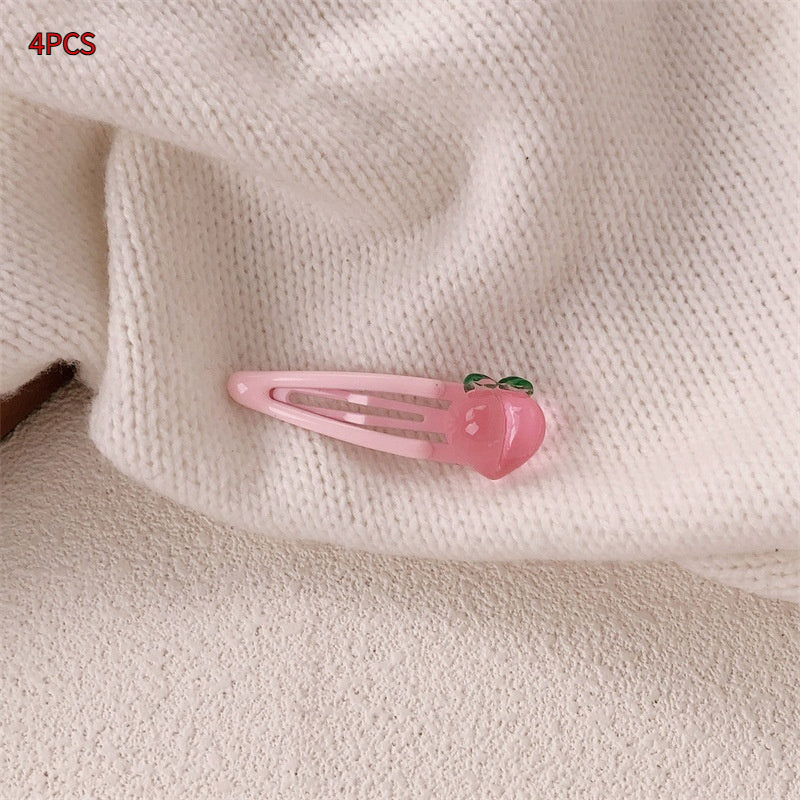 Pink Peach Hair Clips Set for Girls - Sweet Hair Accessories