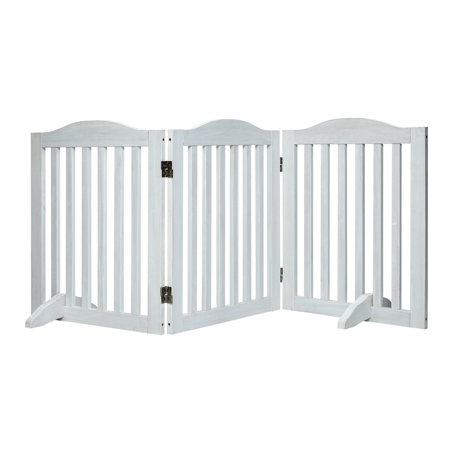 Wooden Foldable Pet Gate for Dogs, 24 Inch 3-Panel Freestanding Fence