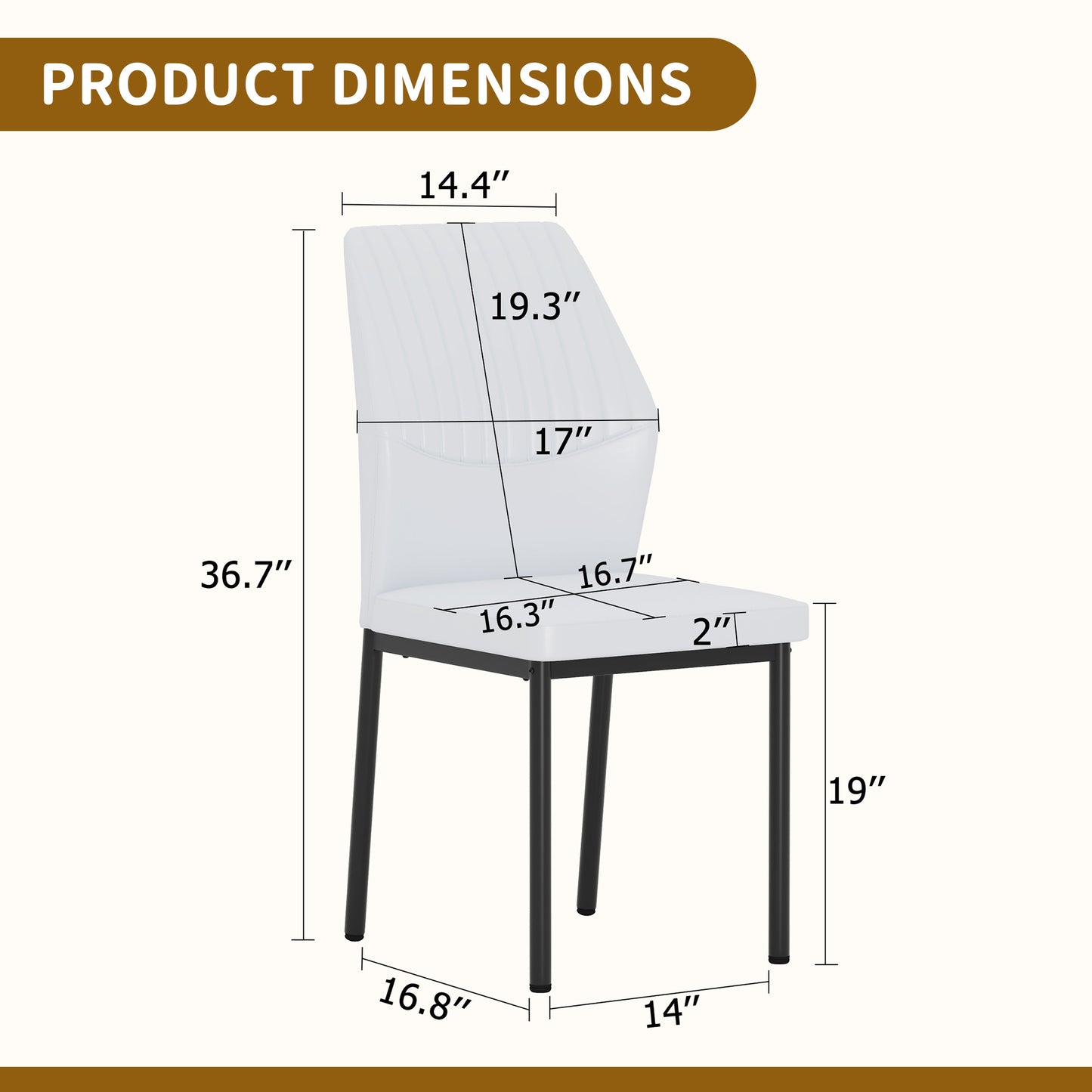 4-piece Set Of White And Black Light Luxury PU Dining Chairs