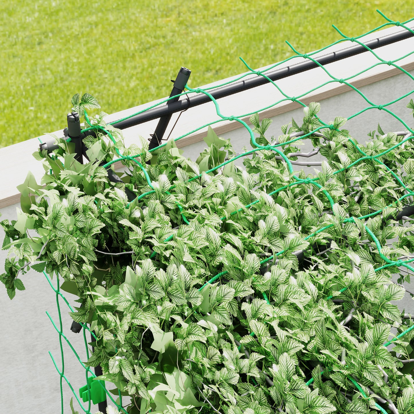 Tall Metal Garden Trellis Support with Climbing Net - 7.3 Ft Black Plant Support