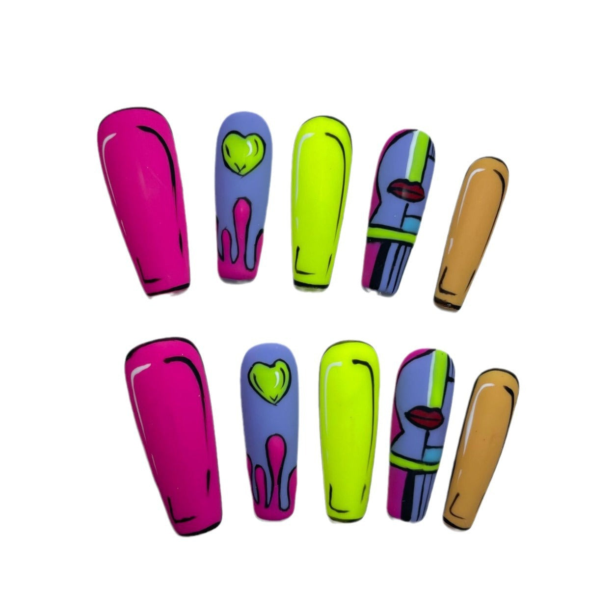 Handmade Press-On Nail Art Set - Elegant Wearable Artificial Nails
