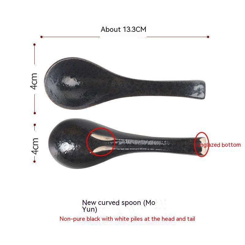 Ceramic Ramen Noodle Spoon - Bent Chinese Style Kitchen Utensil