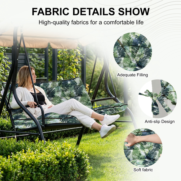 Outdoor Swing Cushion 55 Inch Waterproof Thick Replacement Seat with Backrest & Ties