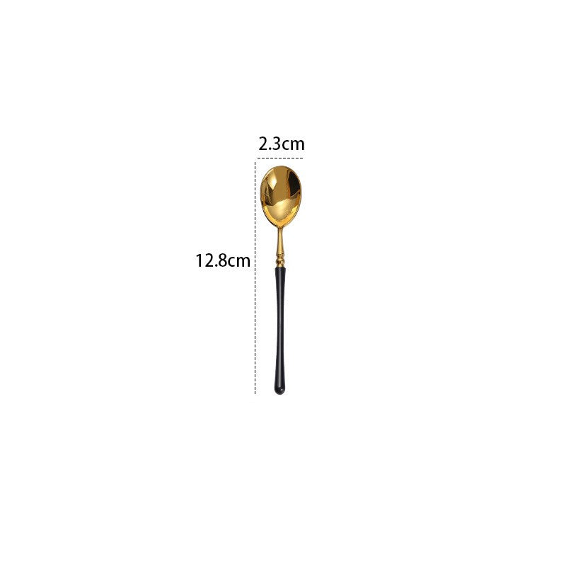 Stainless Steel Dinnerware Set with Black Gold Finish - Knife Fork Spoon