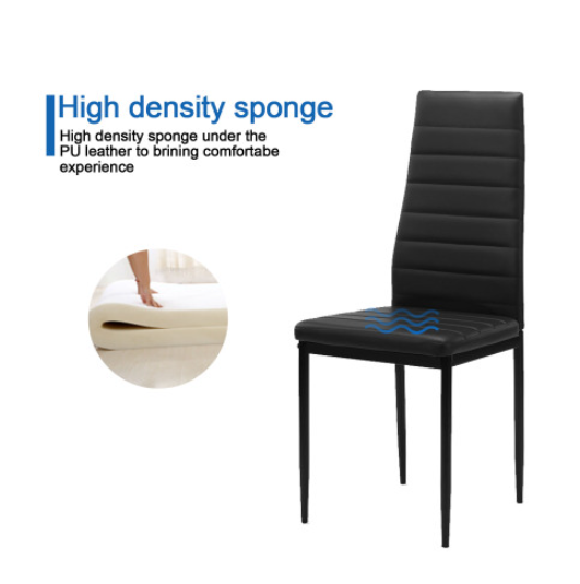 Dining Chair Set for 4 - Comfortable Black PU Chairs