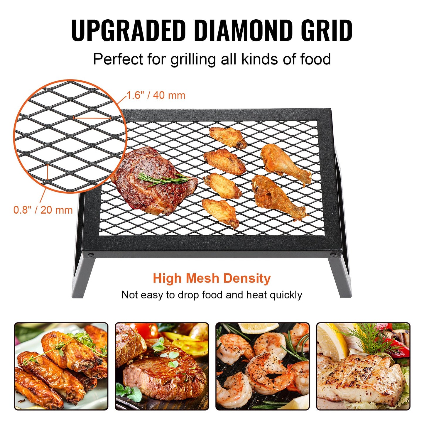 Portable Folding Campfire Grill - Heavy Duty Steel Grate