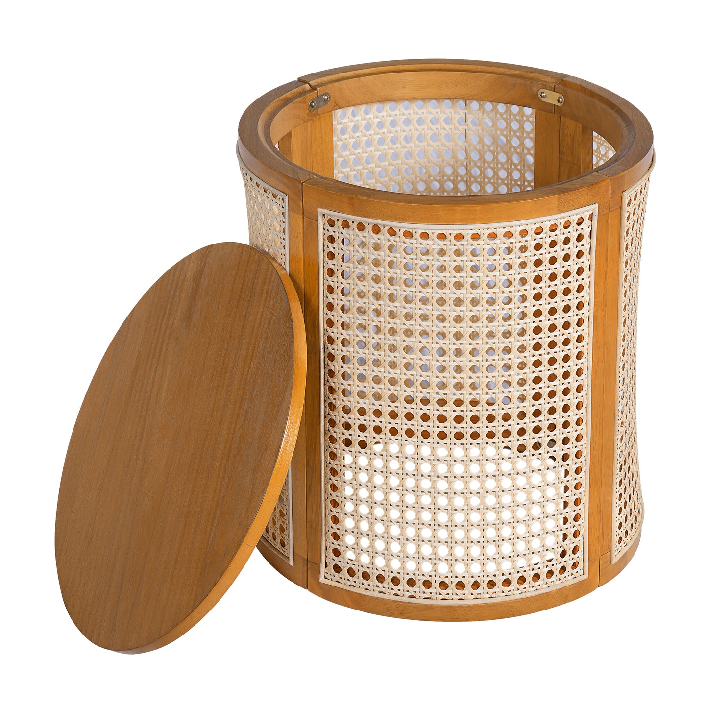 15.70 Round End Table, Hollow Woven Side Small Rubber Wood