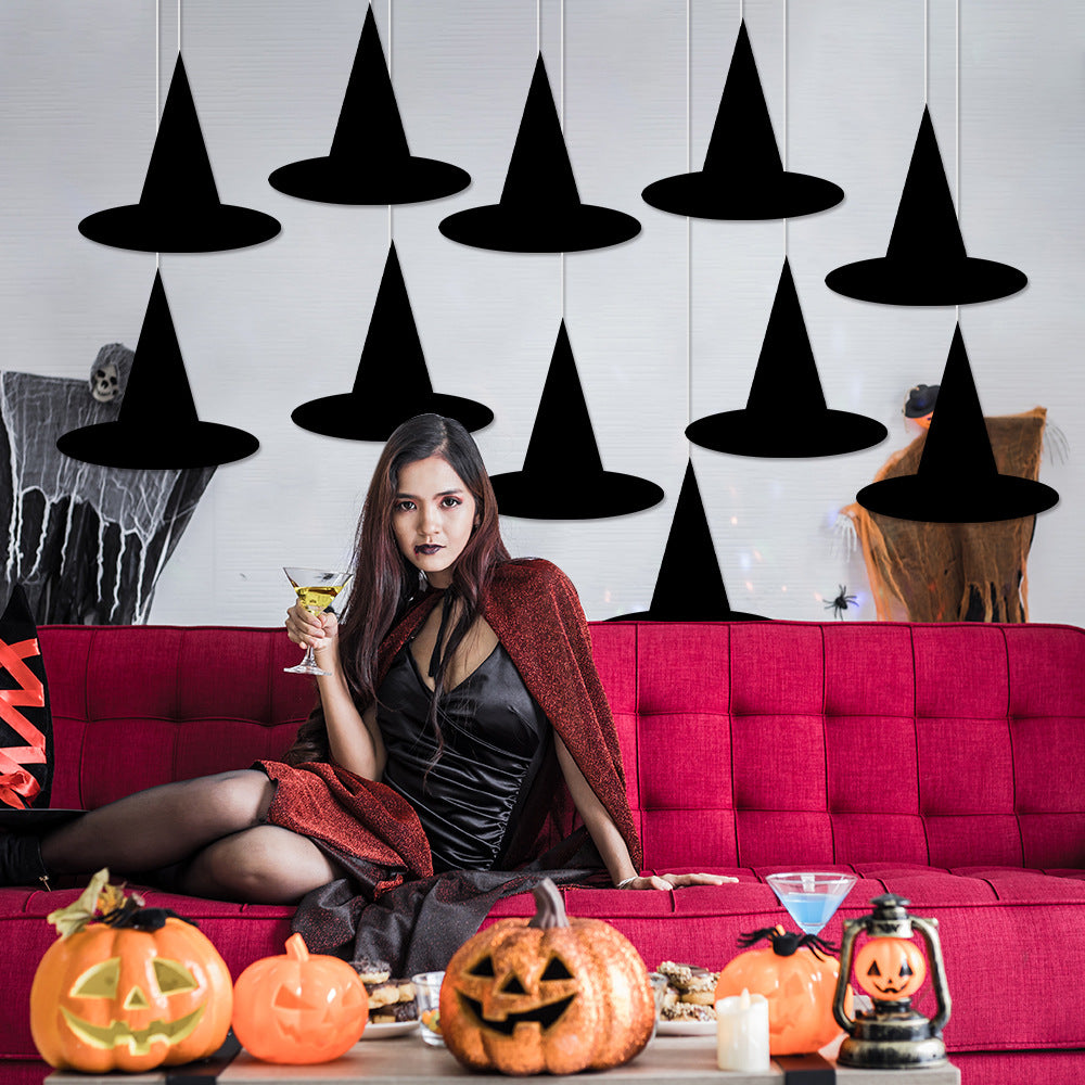 Halloween Horror Atmosphere Hat Decor - 12PCS Paper Ornaments
