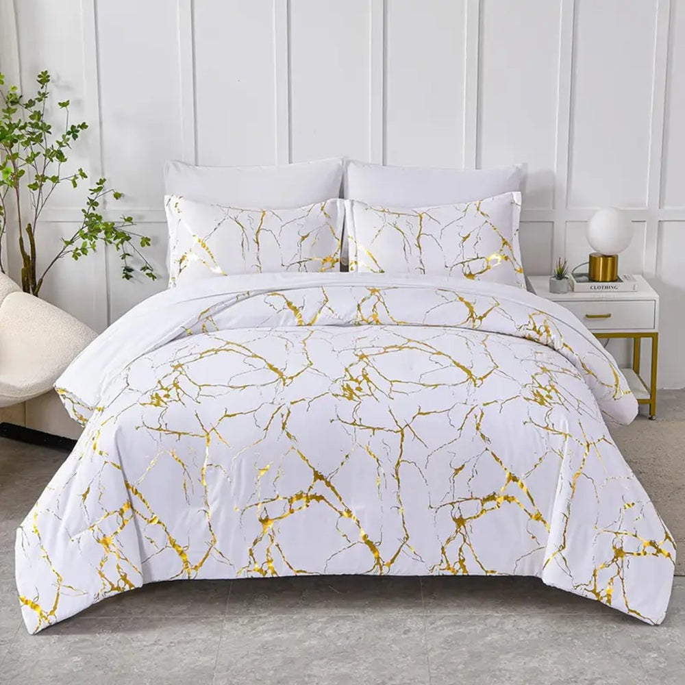 Marble White Duvet Cover Set - Multiple Sizes Available