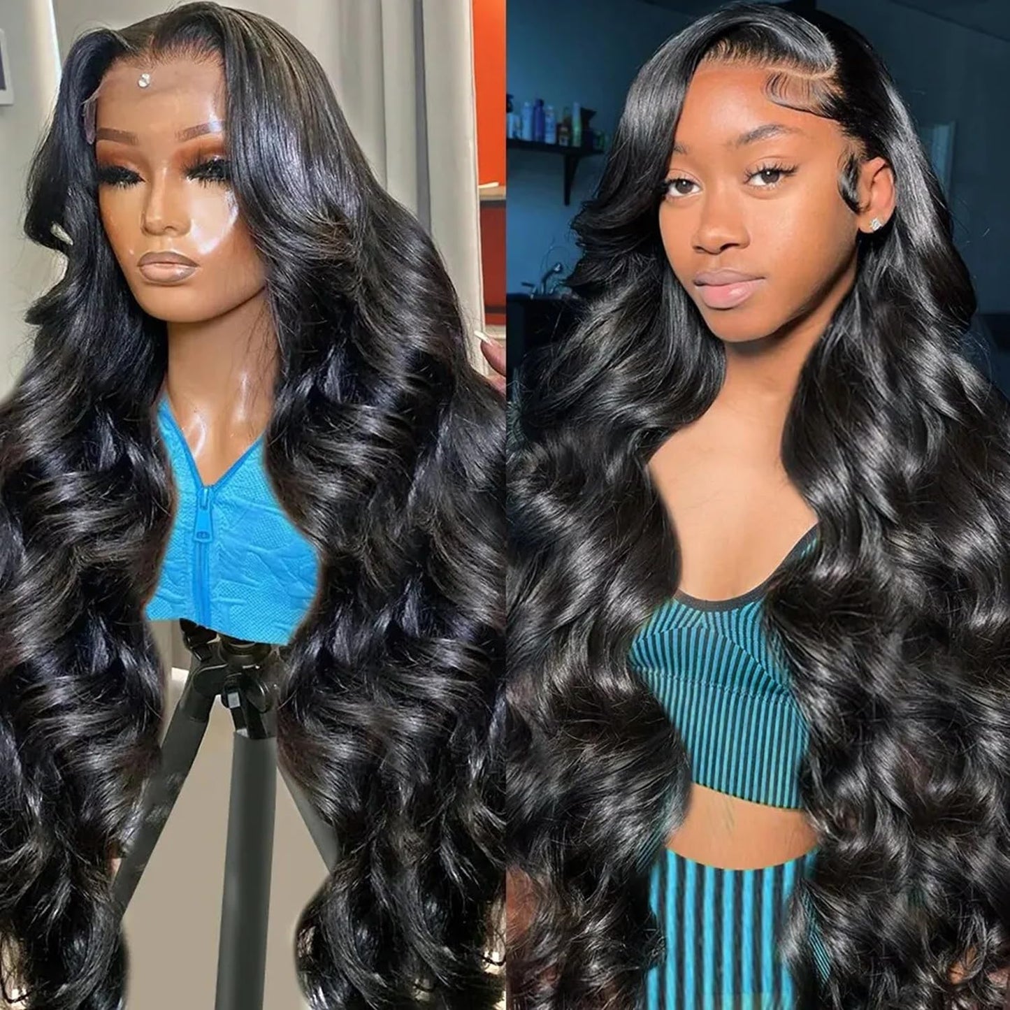 13x4 Lace Front Body Wave Human Hair Wig - Natural Color Transparent Lace