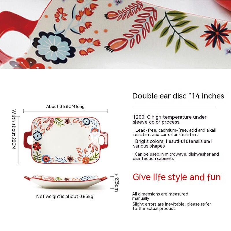 Porcelain Floral Style Dinnerware Set - American Tableware with Assorted Plates and Bowls