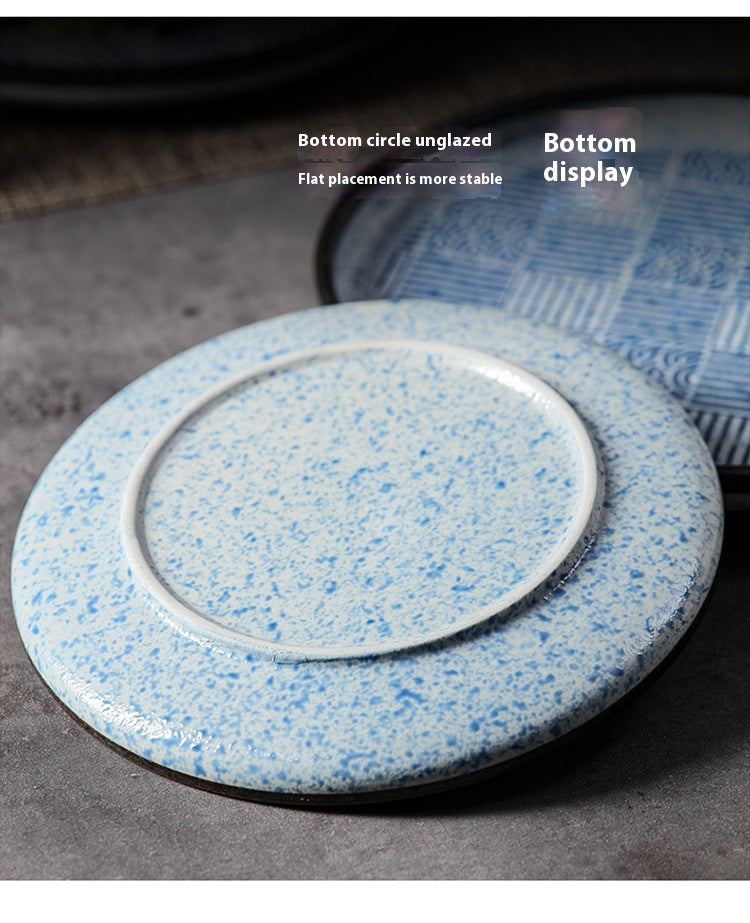 Japanese Style Ceramic Round Dinner Plate - Large Porcelain Tableware